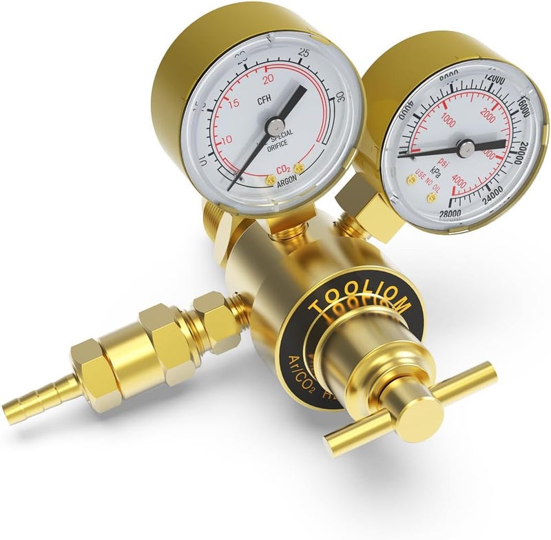 TOOLIOM Argon CO2 Regulator, Welding Gas Regulator for MIG and TIG, 0-4000 PSI Input Pressure,CGA580 Inlet Connection - Image 1